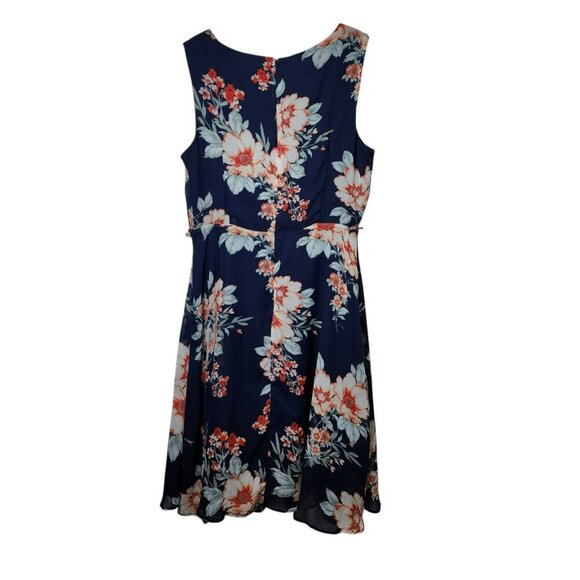 Studio One New York Dress Sz 12 Navy Orange Floral Sleeveless Midi NWT - Picture 3 of 6